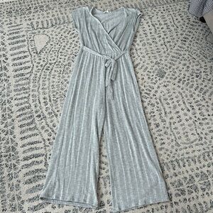 Caution to the Wind Sleeveless romper with wide leg pants